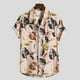 thumbnail image 3 of Camisas Hawaianas Para Hombre Blusa Bolsillos estampados Top de verano Camisas de algodón y lino Camisas casuales de manga para hombres (Pink, XL), 3 of 5
