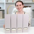 thumbnail image 3 of BLU MONACO Foldable Magazine File Holder Set of 4 with Moroccan Tile Design – Decorative Cardboard Magazine Organizer for Home, Office & Dorm Room – Stylish Magazine Storage Solution, 3 of 7