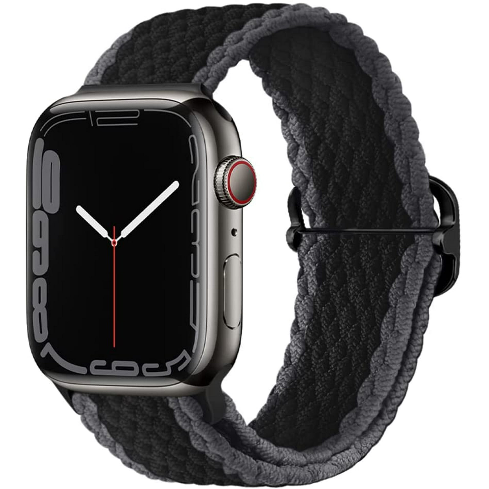 Sangle de Boucle Solitaire Extensible Compatible avec Bracelet de Montre Apple 45mm 44mm 42mm Bracelets de Sport Tresses Elastiques Reglables en Nylon pour iWatch Serie 7 6 5 4 3 2 1