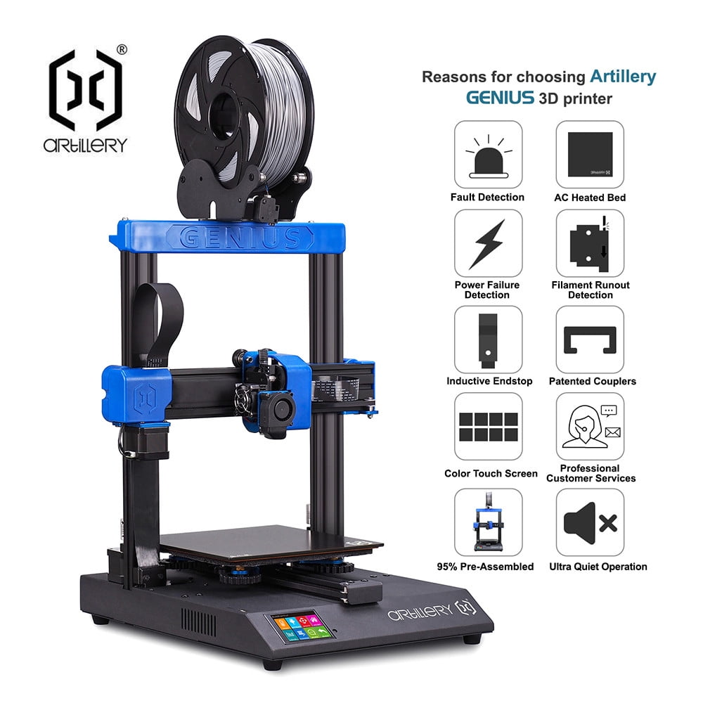 Kinderdag tack Horzel GENIUS 3D Printer, Auto Bed Leveling, Modular Nozle, LCD Touchscreen,  Synchronized Dual Z-axis, Filament Run-Out Detection, 3D Printers Large DIY  Build Size 9.8" x 8.6" x 8.6" - Walmart.com