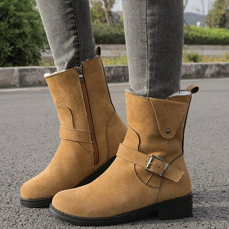 

FZM Women shoes Women s Fashion Casual Roman Short Ankle Boots Heels Leather Shoes