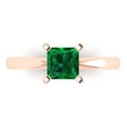 thumbnail image 2 of 1.0ct princess cut green emerald 18k rose gold Bridal Wedding Engagement Promise Anniversary Ring for Women size 5.75, 2 of 7