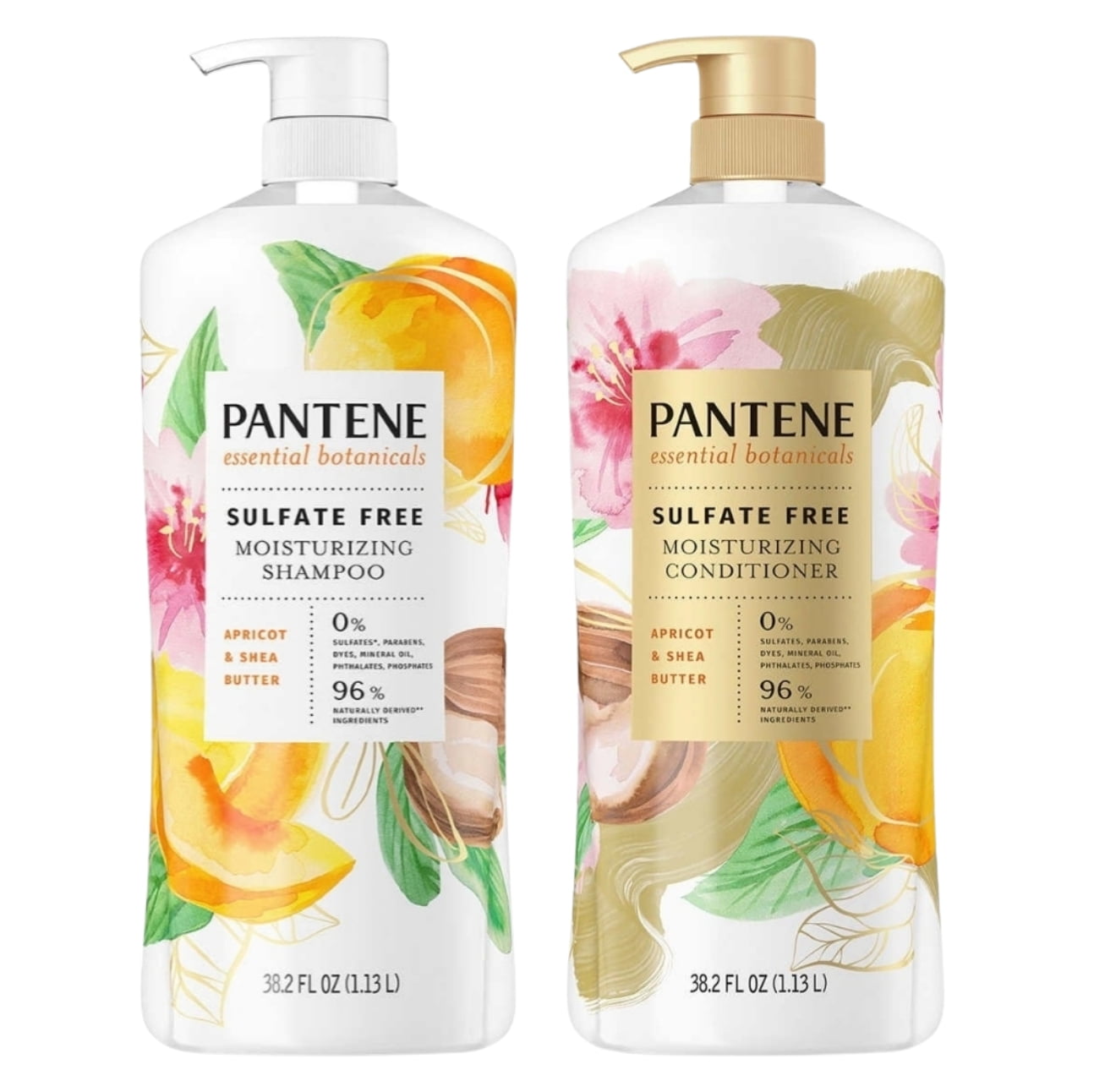 Ny mening lounge Grine Pantene Essential Botanicals Sulfate Free Apricot & Shea Butter Shampoo and  Conditioner Set, 38.2 fl oz each - Walmart.com