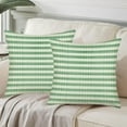 thumbnail image 4 of Striped Throw Pillow Covers Farmhouse Boho Geometric Linen Ticking Stripe Pattern Cushion Covers Pinstripe Durable Pillowcases for Sofa Couch Living Room 20x20 Inch Sage Green Pack of 2, 4 of 6