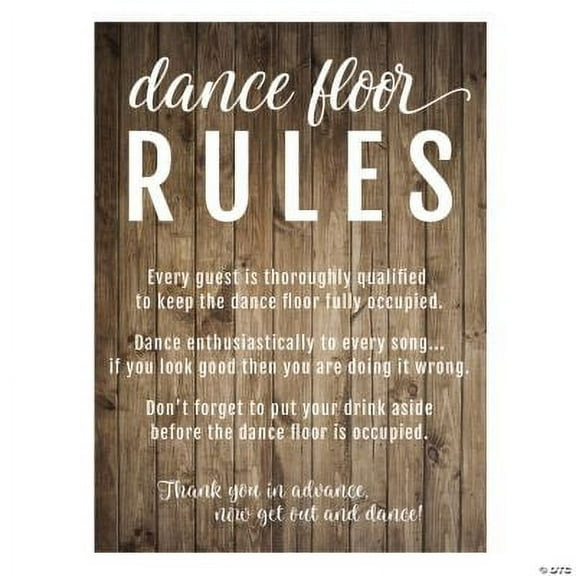 Dance Floor Rules Sign, Wedding, Party Decor, 1 Piece