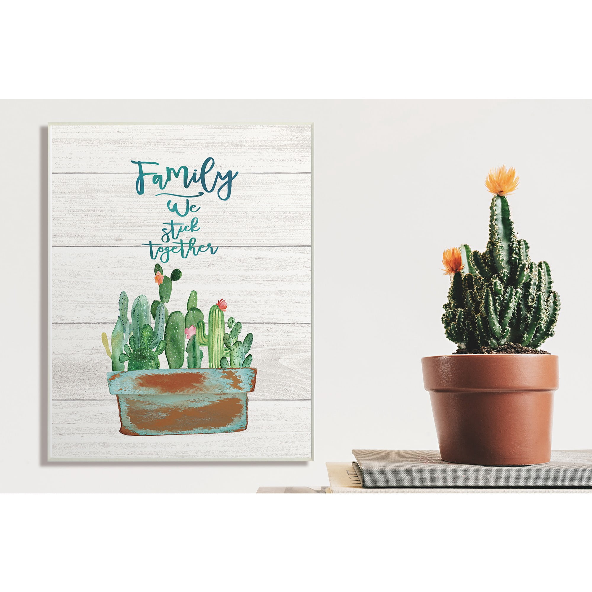 The Stupell Home Decor Collection Family We Stick Together Cactus Wall Art