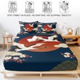 thumbnail image 5 of Twin Sze Fitted Sheet Set - Japanese Style 2 Piece Bedding Sets 16" Deep Pocket Fitted Sheet with 1 Pillowcase, Modern Cranes Cherry Flower Wave Navy Blue Brushed Microfiber Hotel Luxury Bed Sheets, 5 of 9