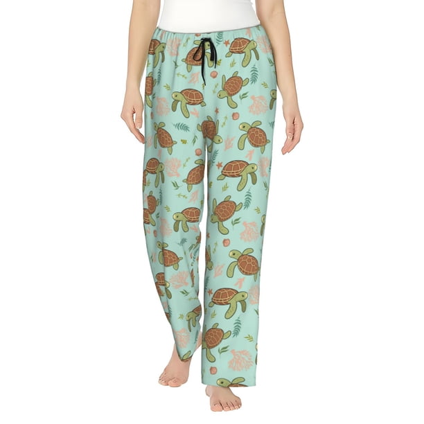 Balery Cute Sea Turtles Pantalones de pijama para mujer, pijamas ultraligeros, pantalones de estar por casa-Large