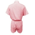thumbnail image 7 of Fengqque Womens 2 Piece Outfits Striped Short Sleeve Button Down Collared Shirt Matching Drawstring Shorts Sets Red XXL(XXL), 7 of 7