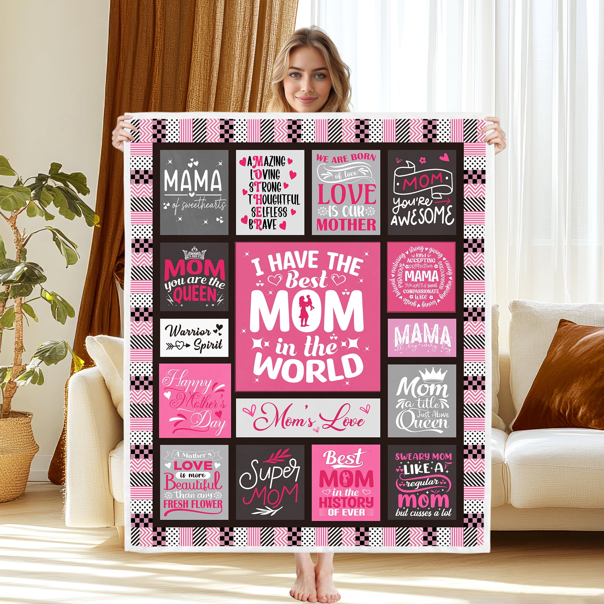 Soft Warm Mom Blanket - Birthday Gift Blanket for Mom Happy Mothers Day Throw Gift for Mother, Wife, Grandma from Daughter, 50"x60"