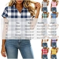 thumbnail image 4 of Ihhxva Tops for Women Plaid Button-Up Blouse Fit Button Detail Moisture-Wicking V-Neck Short Sleeve Shirt S-2XL, 4 of 7