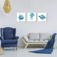 thumbnail image 3 of -Ocean Theme Wall Art Sea Animal Blue Jellyfish Tropical Fish Canvas Prints Wall Art 16 x 16 Inch Panel Set of 3 Home Decoration Framed and Stretched Ready to Hang, 3 of 6