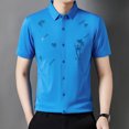 thumbnail image 4 of MDUKONU Chemise pour Homme Invitée de Mariage à Manches Courtes Résistante aux Plis Chemise Passe-Partout Bleu TG, 4 of 6