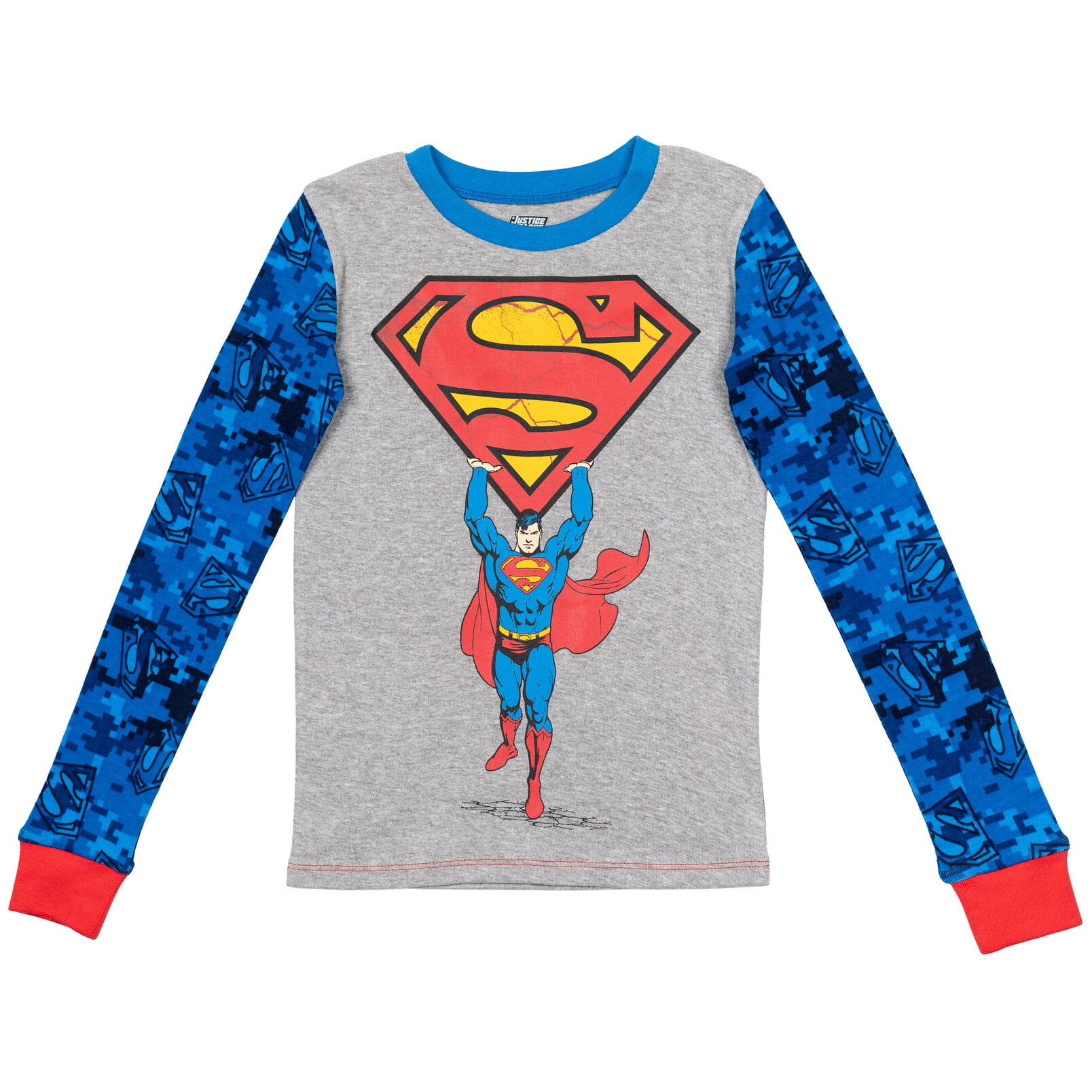 Superman 2-piece Kid Boy Blue Long-sleeve Top and Allover Print Pants Set