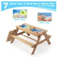 thumbnail image 4 of Kids Wooden Picnic Table with Umbrella, 3-in-1 Outdoor Sand Water Table, Convertible Activity Table for Toddlers, Solid Cedar Wood, Gray, CPSIA Certified, 4 of 9