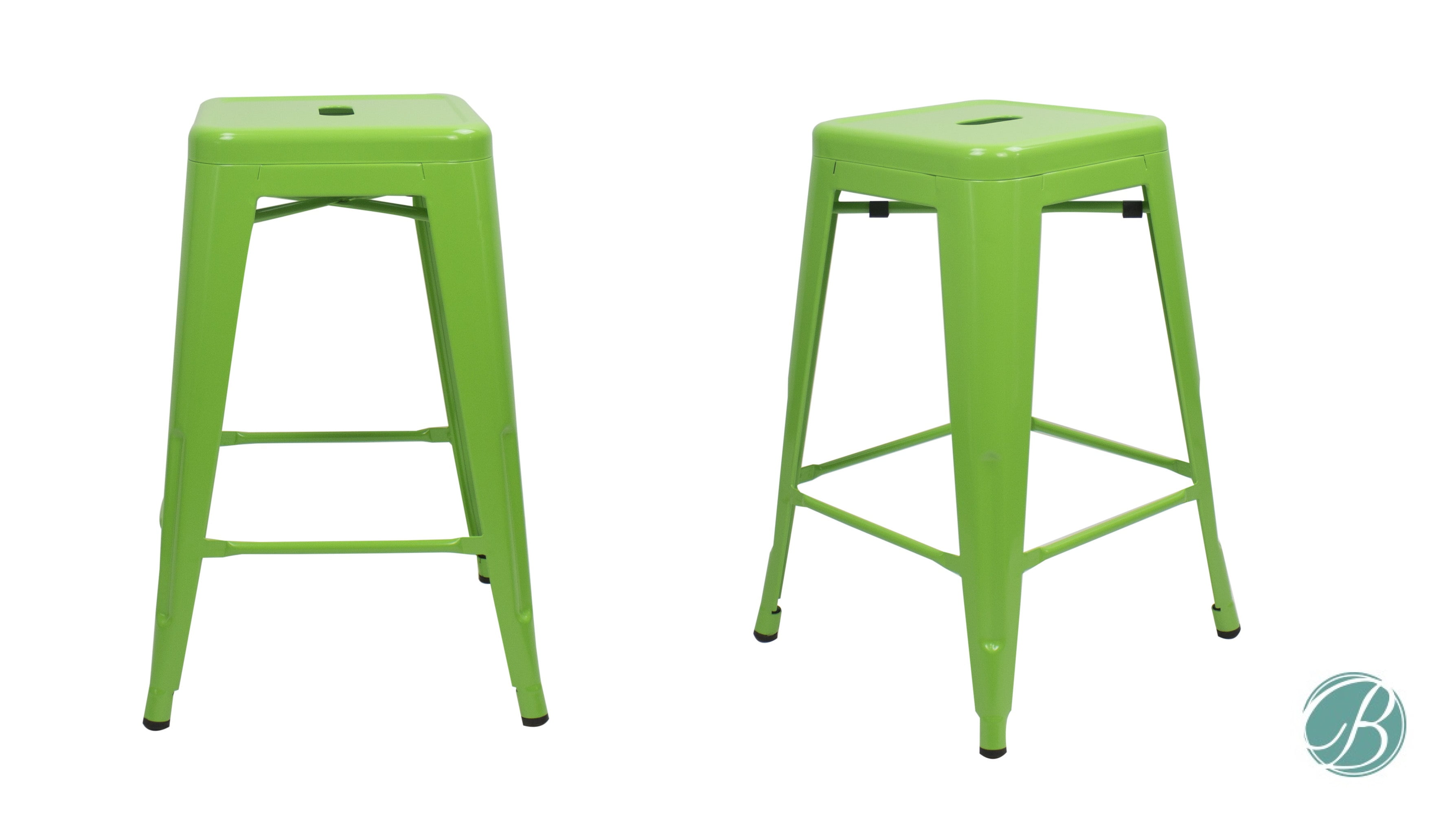 Set Of 2 Metal Bar Stool 24 Milani Lawn Green Stackable Indoor Set Of 2 Metal Bar Stool 24 Milani Lawn Green Stackable Indoor Outdoor Counter Stools Kitchen Galvanized Steel