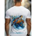 thumbnail image 2 of Men's adult short-sleeved T-shirt, suitable for home wear, displaying vivid turtle patterns, made of soft materials, comfortable and durable, suitable for casual wear, 2 of 6