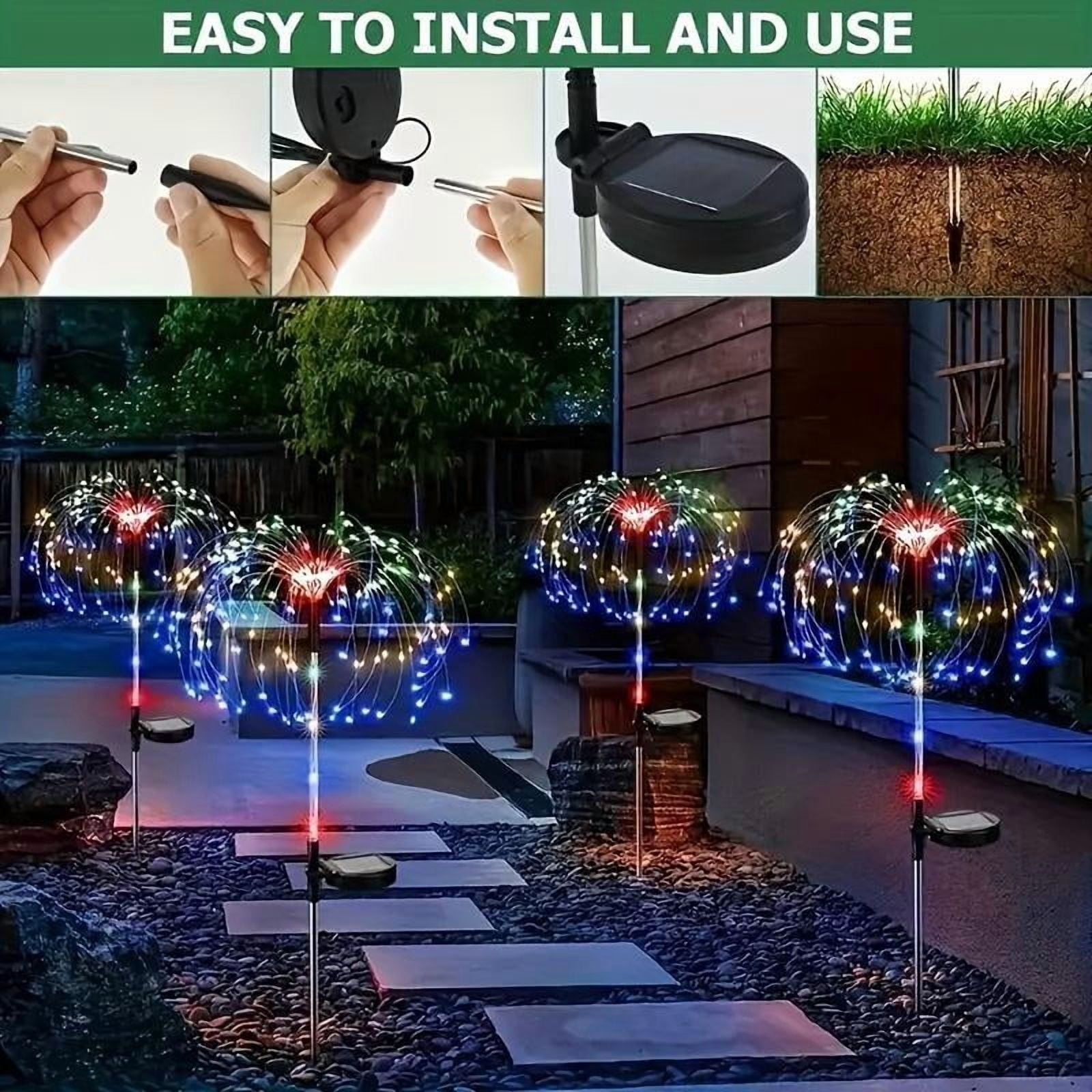 2 Packaging Outdoor Solar Fireworks Light - DIY Decoration, Used for Routes, Gardens, Courtyards, Parties, Weddings, Festivals, Christmas Decorations, Solar Flooring, Lawn Lights,Halloween Decorative