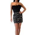 thumbnail image 4 of Txlixc Tops de tubo para mujer, color sólido con ribete peludo, sin mangas, con hombros descubiertos, sin espalda, con cremallera trasera, tops cortos ajustados Txlixc  Estilo de ocio, 4 of 9