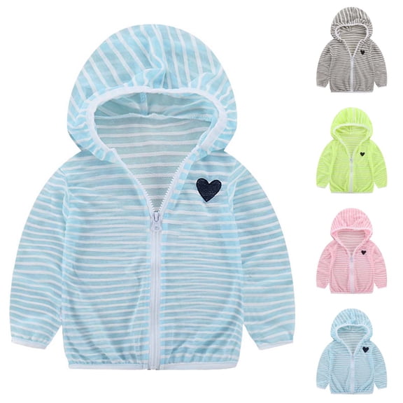 Loopsun Kids Boys Girls Winter Hooded Coats 1-8Y Striped Long Sleeve Sports Outwear Thin Jackets