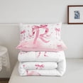 thumbnail image 5 of meiyoeat Ribbon Bowknot Initial R King Size Comforter Sets,Pink Glitter Print Monogram Art Comforters King Size For Girl,Pink Reversible,3-Piece,1 Comforter And 2 Pillowcases, 5 of 7