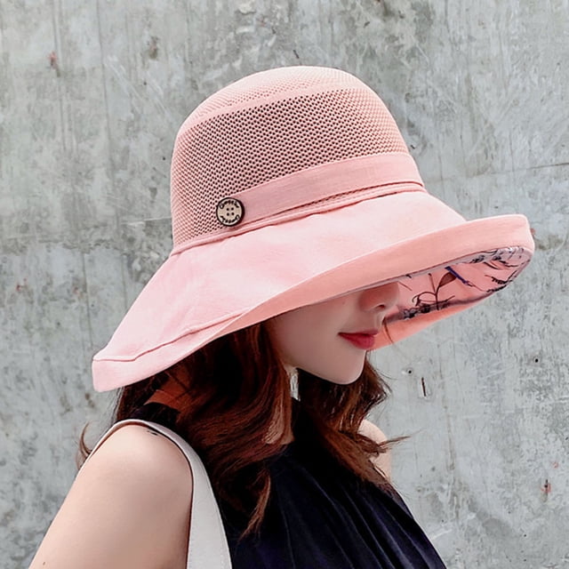 Women's Sun Hat Women's Hat Spring And Summer Mesh Face Pattern Clasp Basin Hat Outdoor Sun Visor Hat