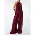thumbnail image 3 of Coduop Women's Casual Loose Plus Size Halter Jumpsuits Solid Color Backless Wide Leg Pants, 3 of 6