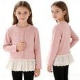thumbnail image 6 of Girls Pink Cardigan Long Sleeve Button Front | Kids Lace Ruffle Sweater | Kids to Tween Soft Knit Layering Top,Size 10-12 T, 6 of 9