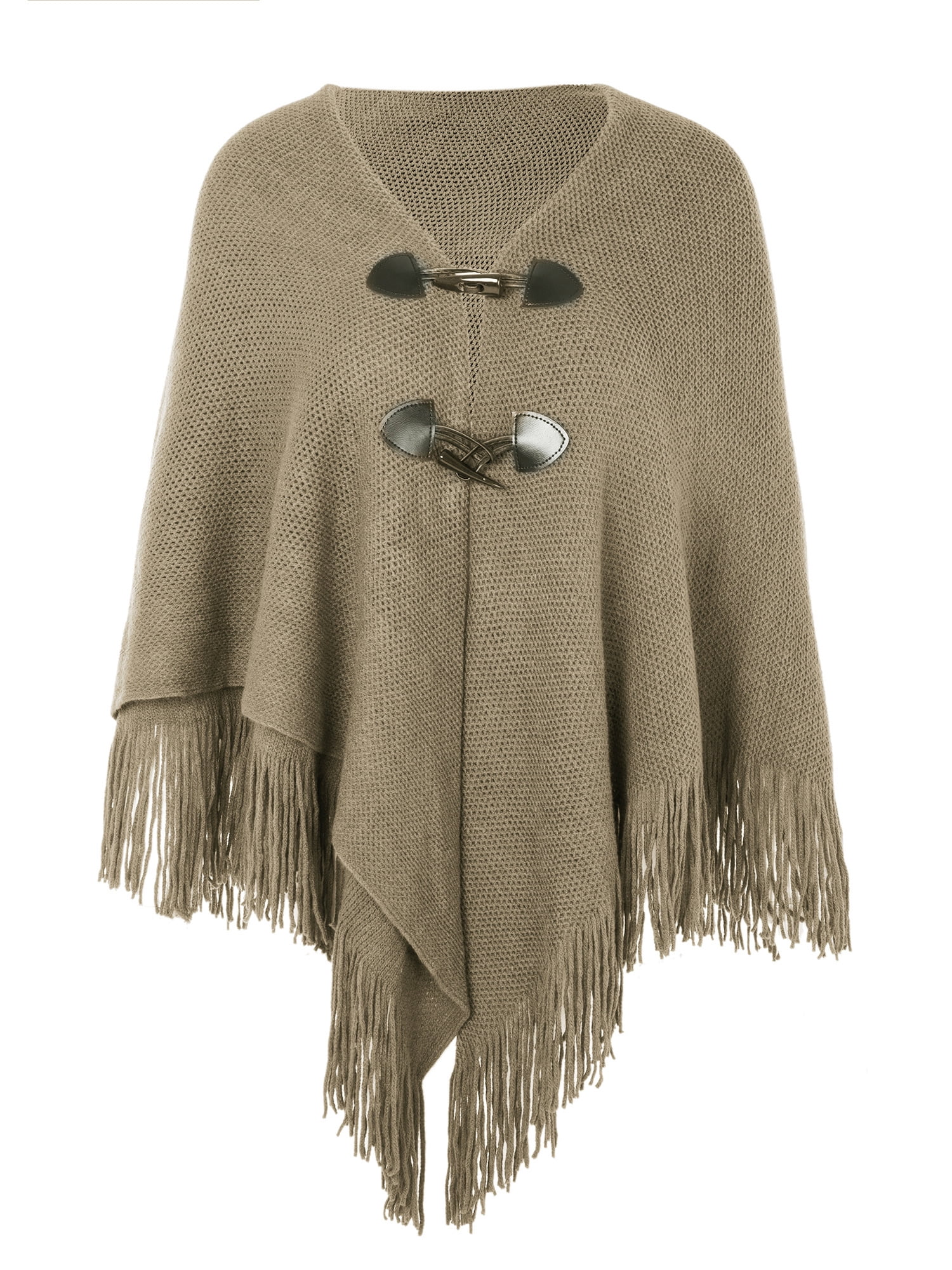 ジャケット・アウター Foxey Knit Cape FOCUSSEXY Womens Poncho Cape Winter Batwing Khaki Poncho