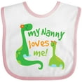thumbnail image 3 of Inktastic My Nanny Loves Me Grandson Dinosaur Boys Baby Bib, 3 of 4