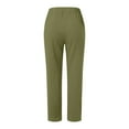 thumbnail image 6 of SELONE Green Pull on Work Pants for Women Plus Size Lounge Pants with Pockets Cotton Linen Elastic Waist Cropped Trouser Loose Casual Long Beach Pants Solid Straight M Tall Breathable Summer Clothes, 6 of 6