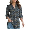 thumbnail image 3 of LETDIOSTO Womens Plus Size Shirts 3/4 Roll Sleeve V Neck Floral Flowy Blouses Tunic Tops, 3 of 6