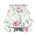 thumbnail image 4 of LEBONYARD Womens Shorts Plus Size,Women's Shorts with a Fresh and Trendy Design,Women's Summer Solid Color High Waisted Shorts with Floral Pleated Hem Casual Shorts White L, 4 of 5