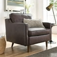 thumbnail image 3 of Pemberly Row Modern Genuine Leather Upholstered Armchair in Brown, 3 of 8