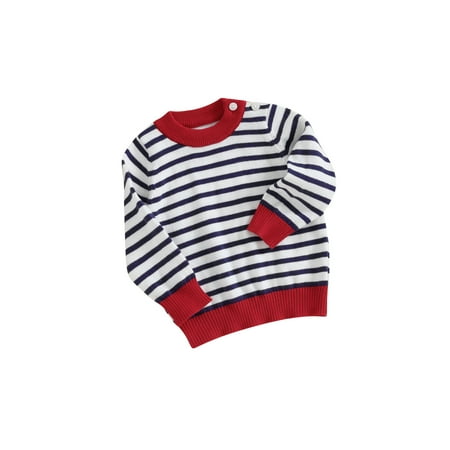 

Infant Baby Girls Boys Sweater Long Sleeve Crew Neck Striped Warm Knit Pullover Sweater