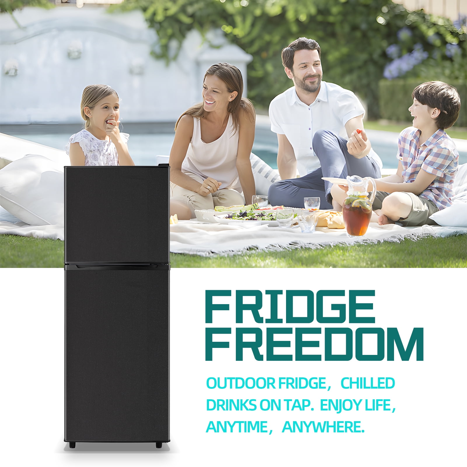 JIEJIA 5.0 Cu.Ft Apartment Size Refrigerators with Separate Freezer, 2 Door Refrigerator, Small Fridge with Freezer, Black