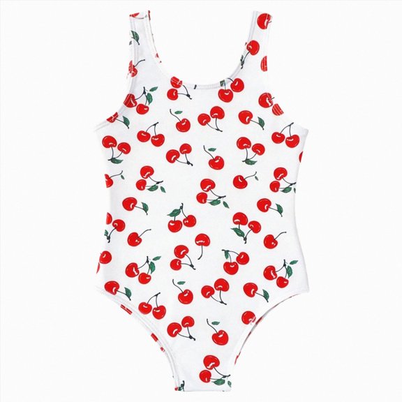 TAmten Swimsuit Teen Girl Girls Swimsuit One Piece Swimsuits Solid Color Bathing Suit Colorful Contrast Trim Adjustable Straps Swimwear White Size 6-7 Years