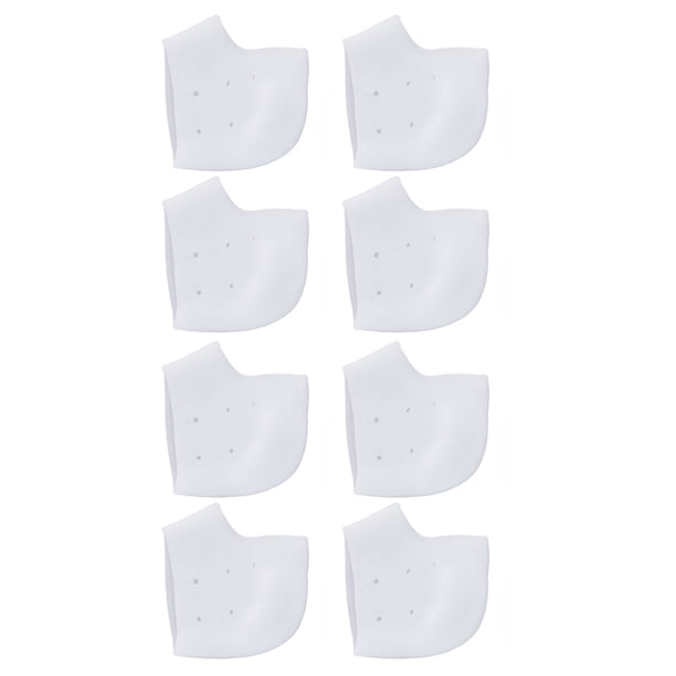 Protectores Para Talones, 4 Pares, Flexibles, Eliminan Grietas, Protectores De Talón De Silicona, Color Blanco, Con Orificios Ventilados Para Pies Agrietados