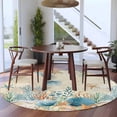 thumbnail image 3 of Round Rugs 6 Ft, Teal Blue Coastal Non Slip Area Rugs for Kitchen Bedroom Entryway, Summer Beach Starfish Shell Coral Nautical Retro Washable Carpet Runner Rug Floor Mats for Bedroom Home Decor, 3 of 8