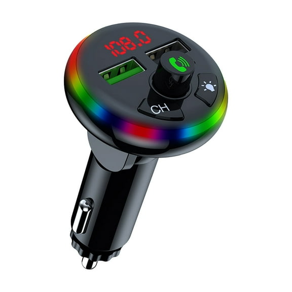VANLOFE Under 5 Car Multimedia Player Bluetooth FM Transmitter For Car 7 Color LED Bluetooth Car Adapter With 5V/3.1A Charging Handsfree Car Kit