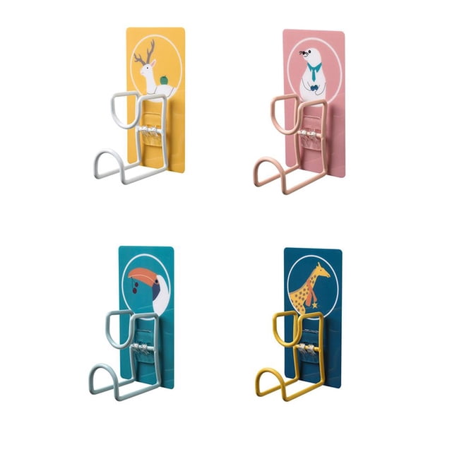 Gancho De Pared Multifunción Estante De Baño Autoadhesivo Gancho De Enchufe Sin Perforaciones Estante De Almacenamiento De Animales De Dibujos Animados Estante De Lavabo Adhesivo Fuerte 4Pcs . Moyic HA036933-00