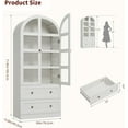 thumbnail image 2 of 71" Tall Arched Bookcase Cabinet, Wood Arched Bookshelf with Doors & Drawers, Large Arch Display Bookcase Cabinet with Storage, Farmhouse Storage Cabinet for Office Living Room, 2 of 9