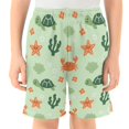 thumbnail image 2 of Coral Turtles Crabs Pattern Athletic Shorts Breathable with Comfort Fit Drawstring Casual Sweatshorts Medium, 2 of 9