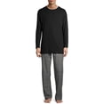 thumbnail image 3 of Hanes Men's and Big Men's Comfortsoft Long Sleeve Crew and Cotton Flannel Pajama Pants Set, 2-Piece, 3 of 4