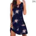 thumbnail image 1 of Robe Bohème Femme Vêtements de Plage Sans Manches Mini Robe Bohème Robe, Bleu Marine, Imprimé, L, 1 of 4