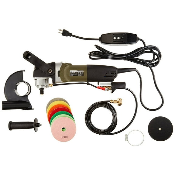 hardin hwvpolset variable speed polisher 4 inch granite marble wet polishing kit with diamond pads