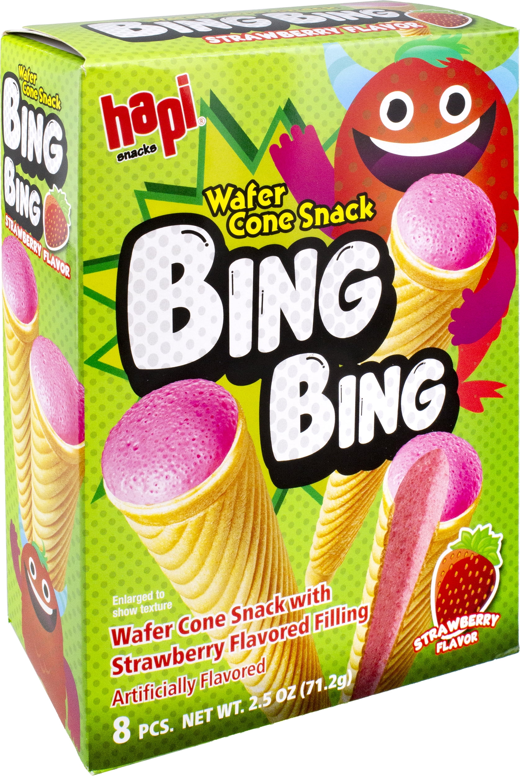 (5 pack) Hapi Bing Bing Wafer Cone Snack | Strawberry 2.5 oz