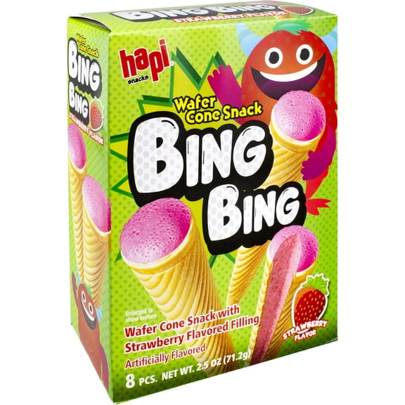 Hapi Bing Bing Wafer Cone Snack | Strawberry 2.5 oz
