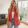 thumbnail image 4 of Uorisanigo Candy Cane Print Women's Jacket Vest Open Front Women's Suit Vest with Pockets V Neck Blazers Suit Vests Top Dressy Size S, 4 of 7