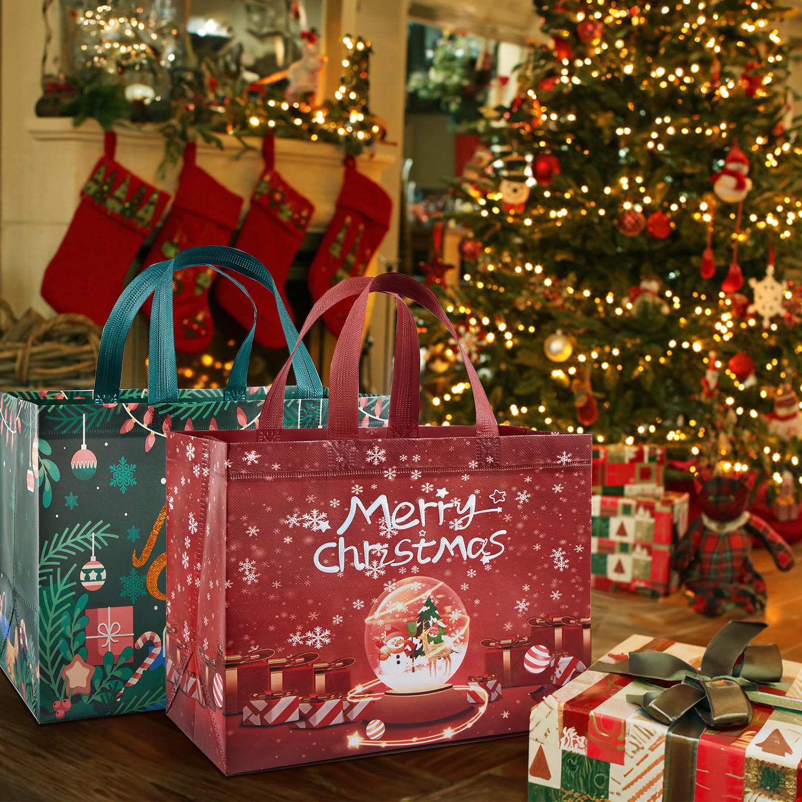 COCOBELA 8-Piece Christmas Large Gift Bags with Handles, Non-Woven photo 8